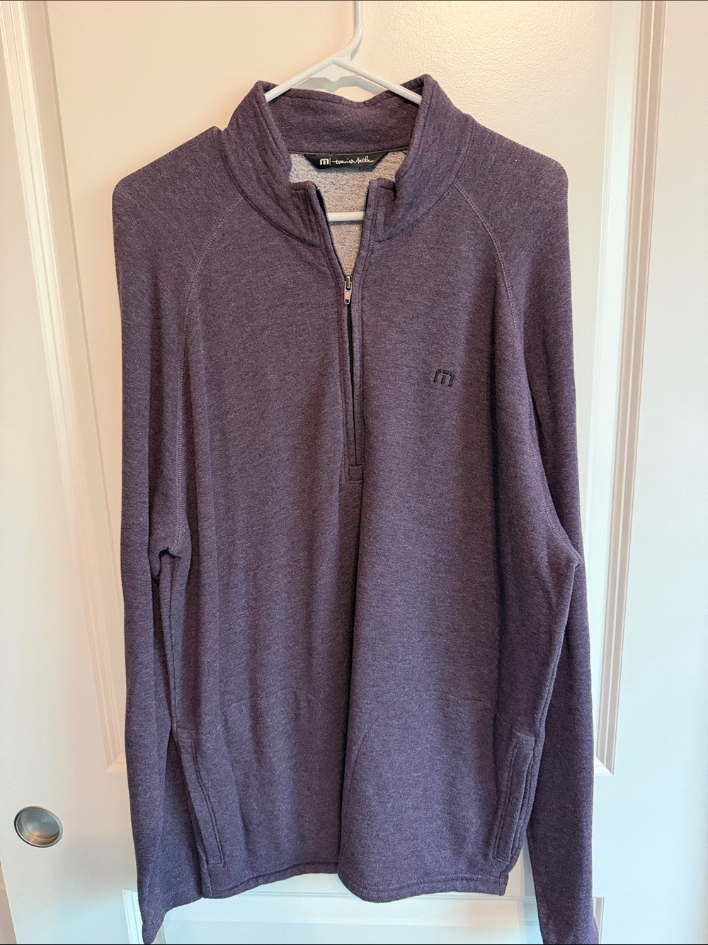 Travis Mathew Men's Plum Quarter-Zip Sweater
